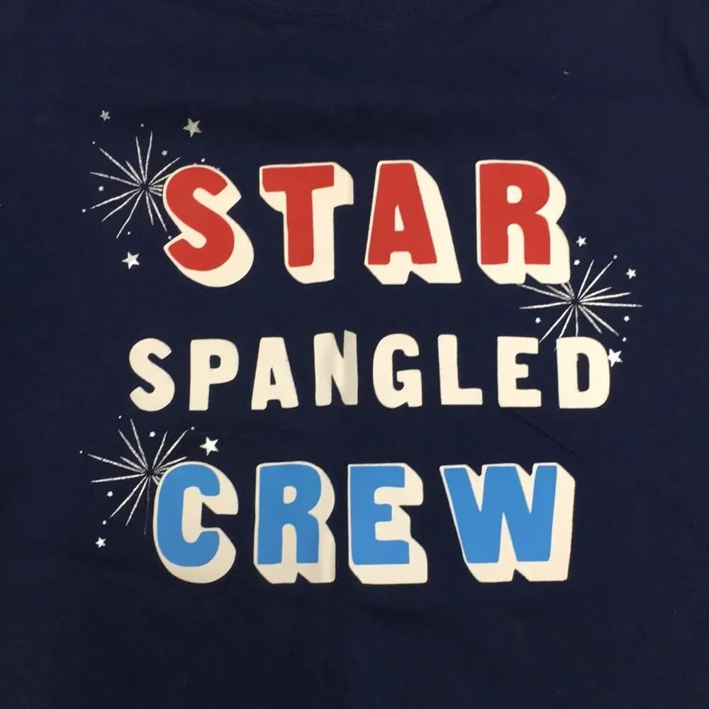 Carter's Kid Star Spangled Crew Blue Short Sleeve Tee 4th of July size 7